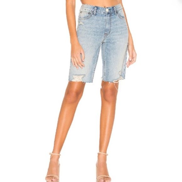 Free People Pants - Free People We the Free Caroline Distressed Bermuda Jean Shorts, Size 28